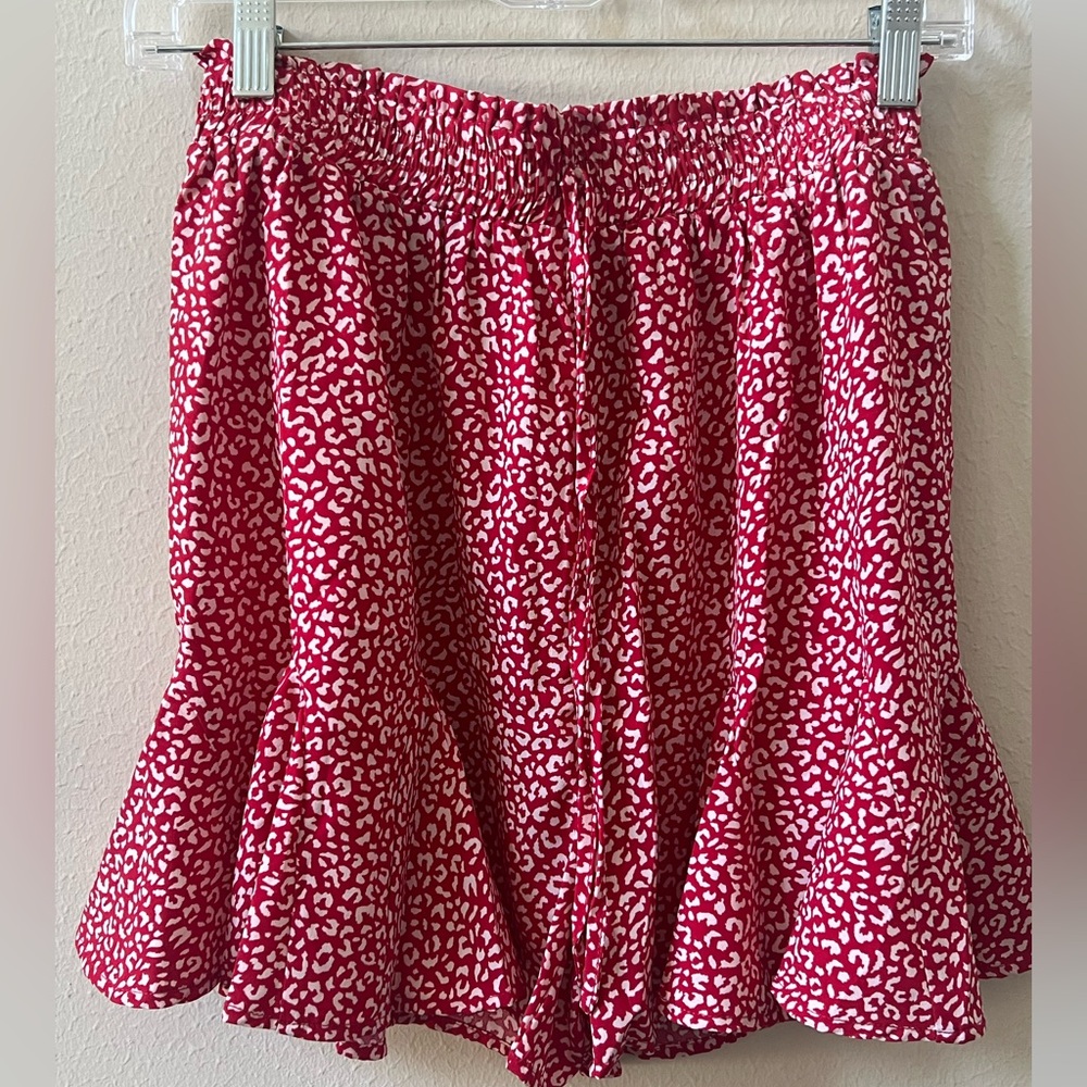 L Love Red and White Animal Print Skort